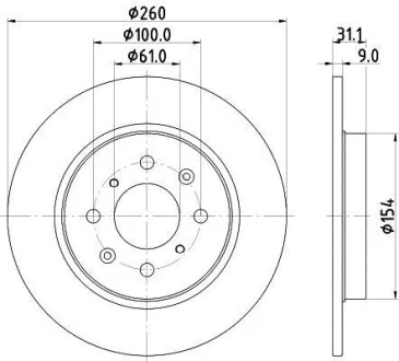 Тормозной диск задний невентилируемый HELLA 8DD 355 122-531