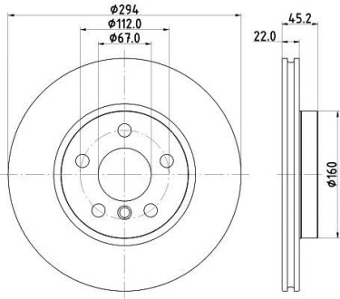 Тормозной диск передний вентилируемый HELLA 8DD 355 122-651