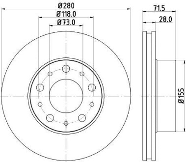 Тормозной диск передний вентилируемый HELLA 8DD 355 122-691