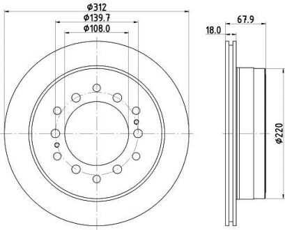 Тормозной диск задний вентилируемый HELLA 8DD 355 122-711