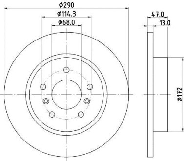 Тормозной диск задний невентилируемый HELLA 8DD 355 122-771