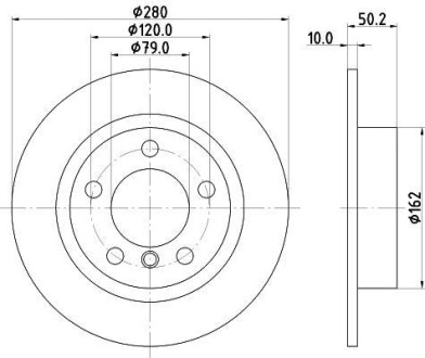 Тормозной диск задний невентилируемый HELLA 8DD 355 123-001