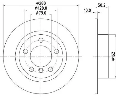 Тормозной диск задний невентилируемый HELLA 8DD 355 123-001