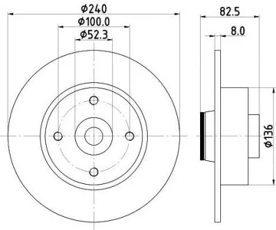 Тормозной диск задний невентилируемый HELLA 8DD 355 123-241