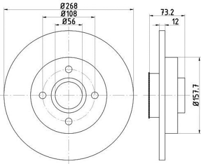 Тормозной диск задний невентилируемый HELLA 8DD 355 123-261