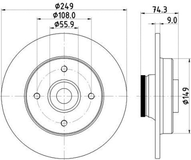 Тормозной диск задний невентилируемый HELLA 8DD 355 123-301