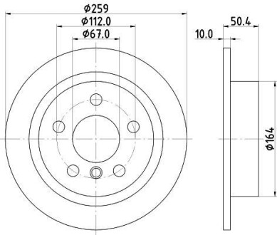 Тормозной диск задний невентилируемый HELLA 8DD 355 123-491