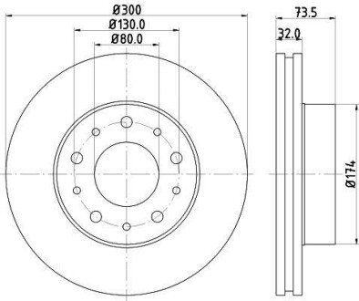 Тормозной диск передний вентилируемый HELLA 8DD 355 125-261