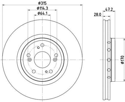 Тормозной диск передний вентилируемый HELLA 8DD 355 125-321