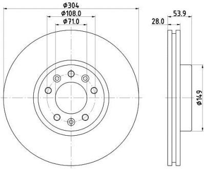 Тормозной диск передний вентилируемый HELLA 8DD 355 125-411