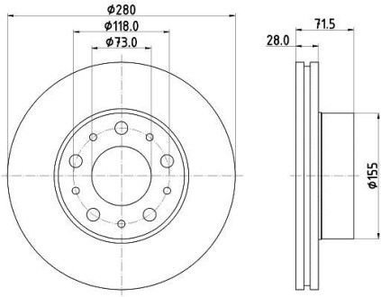 Тормозной диск передний вентилируемый HELLA 8DD 355 125-421