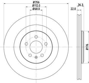 Тормозной диск задний вентилируемый HELLA 8DD 355 125-551