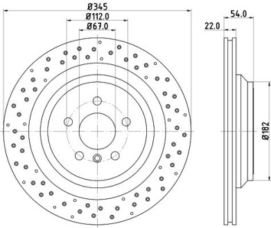 Тормозной диск задний вентилируемый HELLA 8DD 355 126-281