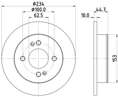 Тормозной диск задний невентилируемый HELLA 8DD 355 126-491