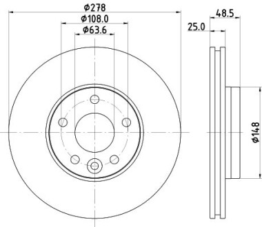 Тормозной диск передний вентилируемый HELLA 8DD 355 126-561