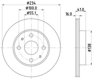 Тормозной диск передний вентилируемый HELLA 8DD 355 126-801