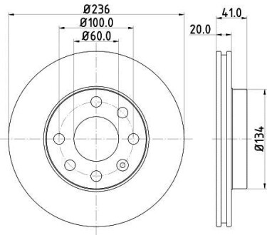 Тормозной диск передний вентилируемый HELLA 8DD 355 127-001