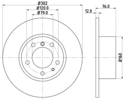 Тормозной диск передний невентилируемый HELLA 8DD 355 127-021