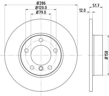 Тормозной диск передний невентилируемый HELLA 8DD 355 127-031