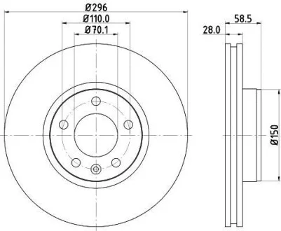 Тормозной диск передний вентилируемый HELLA 8DD 355 127-091