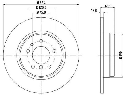 Тормозной диск задний невентилируемый HELLA 8DD 355 127-111