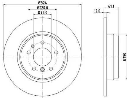 Тормозной диск задний невентилируемый HELLA 8DD 355 127-111