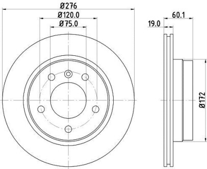 Тормозной диск задний вентилируемый HELLA 8DD 355 127-181