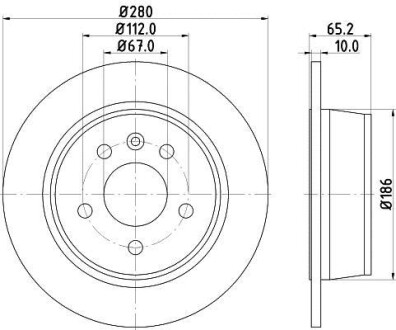 Тормозной диск задний невентилируемый HELLA 8DD 355 127-241