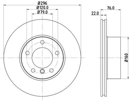 Тормозной диск передний вентилируемый HELLA 8DD 355 127-251