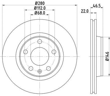 Тормозной диск передний вентилируемый HELLA 8DD 355 127-311