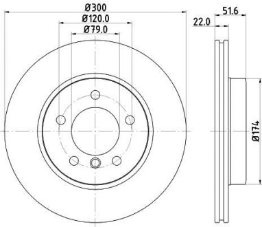 Тормозной диск передний вентилируемый HELLA 8DD 355 127-391