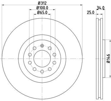 Тормозной диск передний вентилируемый HELLA 8DD 355 127-441