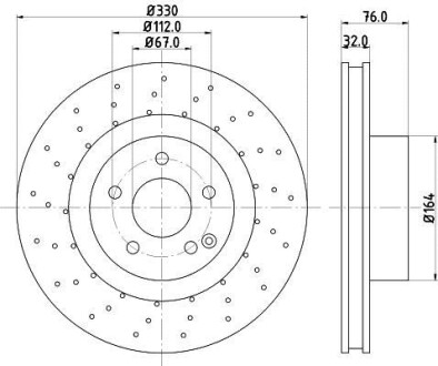 Тормозной диск передний вентилируемый HELLA 8DD 355 127-461