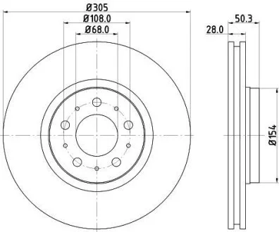 Тормозной диск передний вентилируемый HELLA 8DD 355 127-531