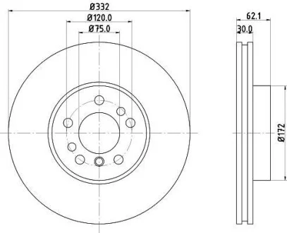 Тормозной диск передний вентилируемый HELLA 8DD 355 127-631