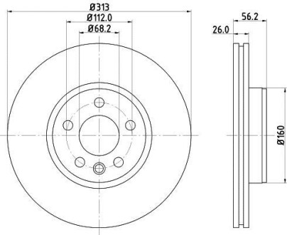 Тормозной диск передний вентилируемый HELLA 8DD 355 127-711