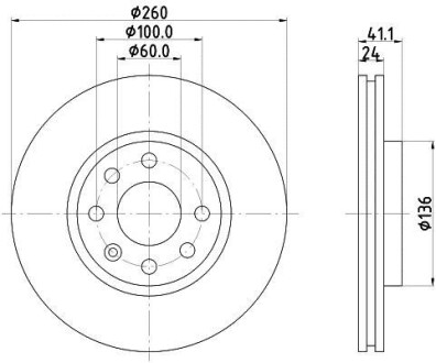 Тормозной диск передний вентилируемый HELLA 8DD 355 127-731