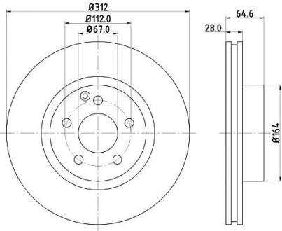 Тормозной диск передний вентилируемый HELLA 8DD 355 127-771