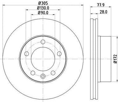 Тормозной диск передний вентилируемый HELLA 8DD 355 127-791