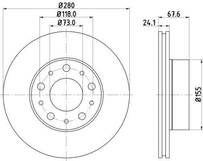 Тормозной диск передний вентилируемый HELLA 8DD 355 127-811