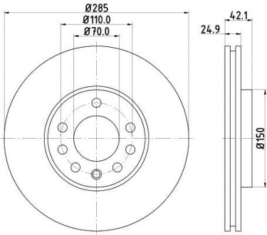 Тормозной диск передний вентилируемый HELLA 8DD 355 127-841