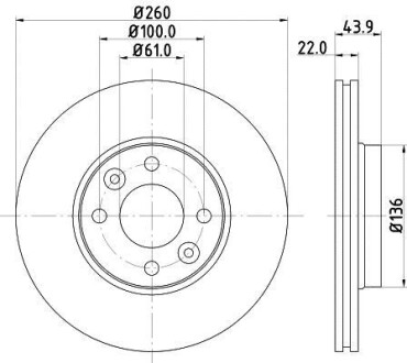 Тормозной диск передний вентилируемый HELLA 8DD 355 127-881