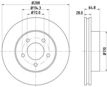 Тормозной диск передний вентилируемый HELLA 8DD 355 127-901