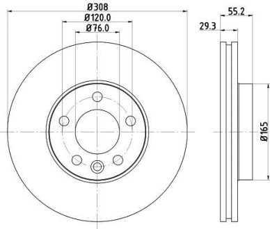 Тормозной диск передний вентилируемый HELLA 8DD 355 128-021