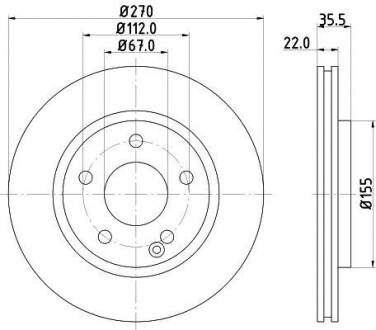 Тормозной диск передний вентилируемый HELLA 8DD 355 128-161