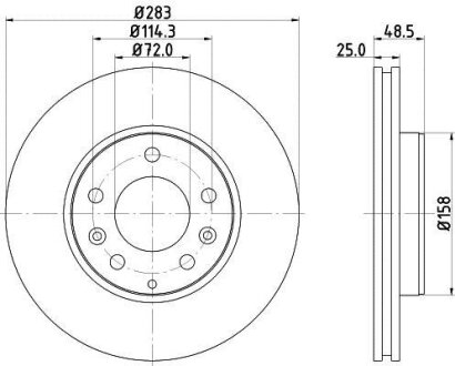 Тормозной диск передний вентилируемый HELLA 8DD 355 128-181