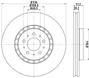 Тормозной диск передний вентилируемый HELLA 8DD 355 128-201