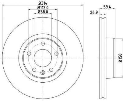 Тормозной диск передний вентилируемый HELLA 8DD 355 128-291