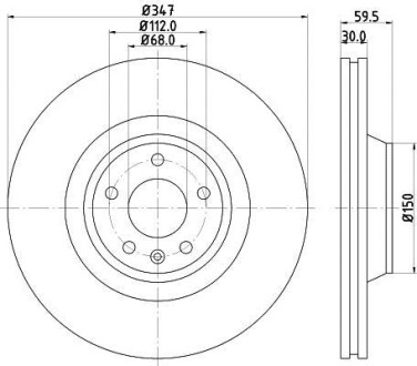 Тормозной диск передний вентилируемый HELLA 8DD 355 128-311