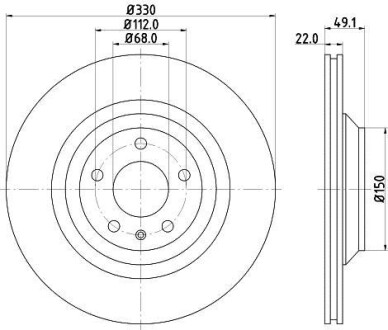 Тормозной диск задний вентилируемый HELLA 8DD 355 128-321